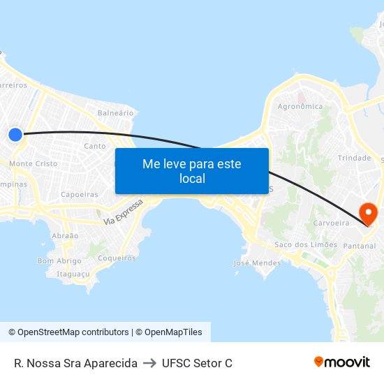 R. Nossa Sra Aparecida to UFSC Setor C map