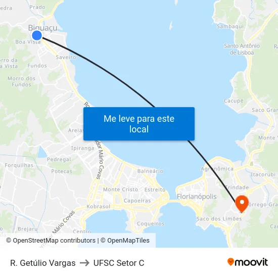 R. Getúlio Vargas to UFSC Setor C map