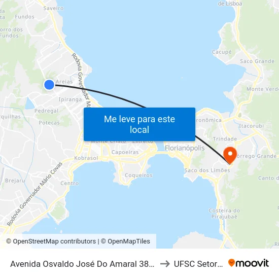 Avenida Osvaldo José Do Amaral 3895 to UFSC Setor C map
