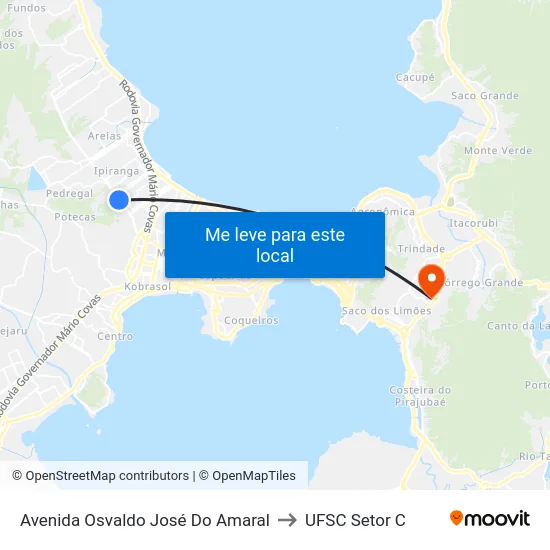 Avenida Osvaldo José Do Amaral to UFSC Setor C map