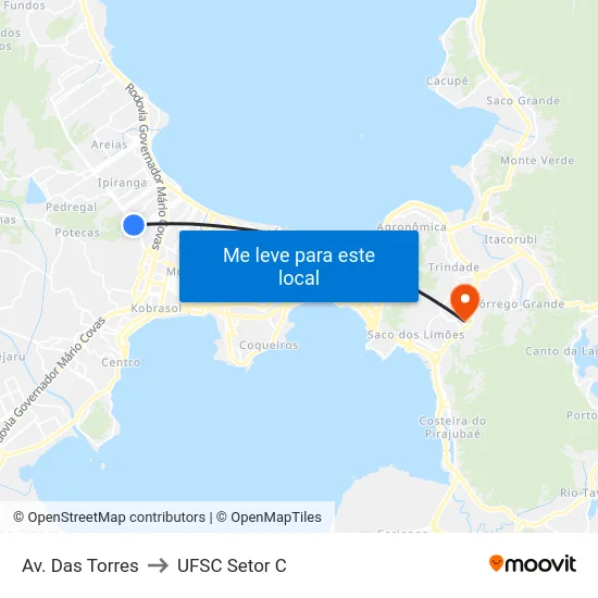 Av. Das Torres to UFSC Setor C map