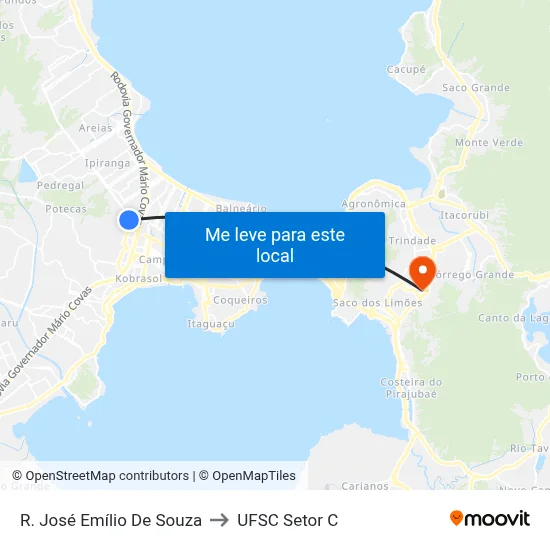 R. José Emílio De Souza to UFSC Setor C map