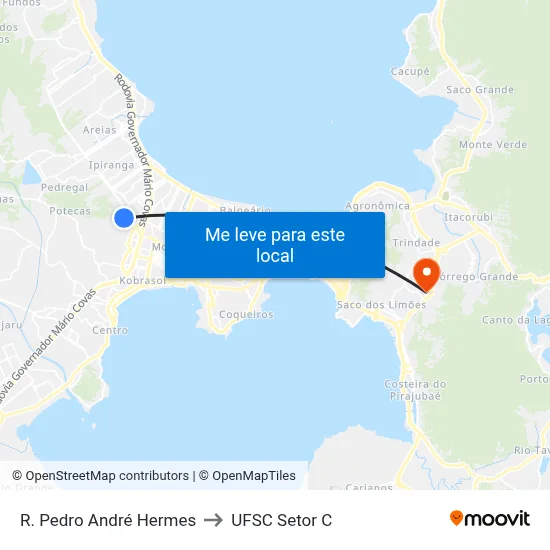 R. Pedro André Hermes to UFSC Setor C map