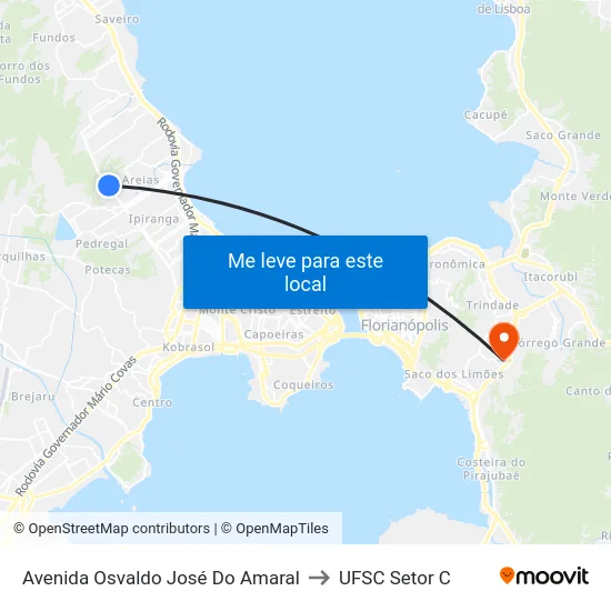 Avenida Osvaldo José Do Amaral to UFSC Setor C map