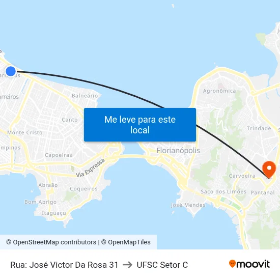 Rua: José Victor Da Rosa 31 to UFSC Setor C map