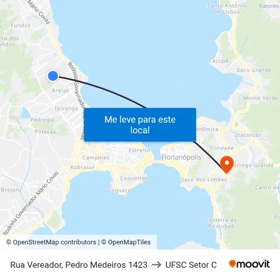 Rua Vereador, Pedro Medeiros 1423 to UFSC Setor C map