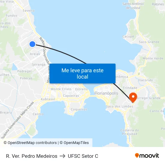 R. Ver. Pedro Medeiros to UFSC Setor C map