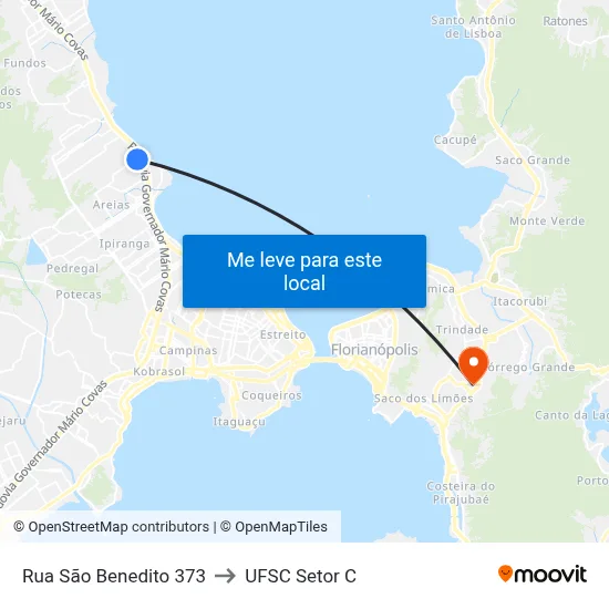 Rua São Benedito 373 to UFSC Setor C map