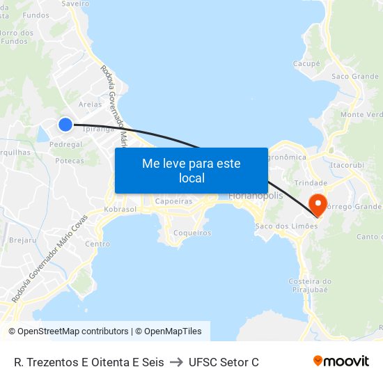 R. Trezentos E Oitenta E Seis to UFSC Setor C map