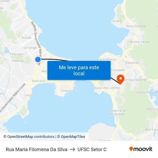 Rua Maria Filomena Da Silva to UFSC Setor C map