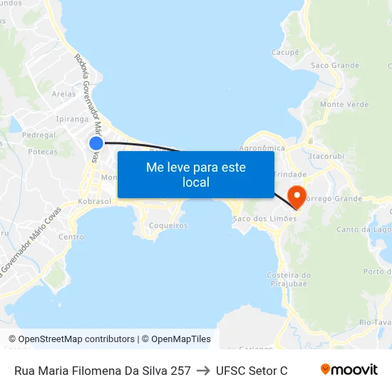 Rua Maria Filomena Da Silva 257 to UFSC Setor C map