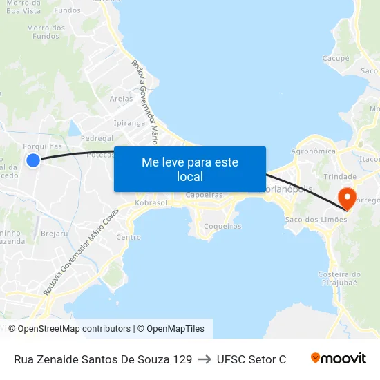 Rua Zenaide Santos De Souza 129 to UFSC Setor C map