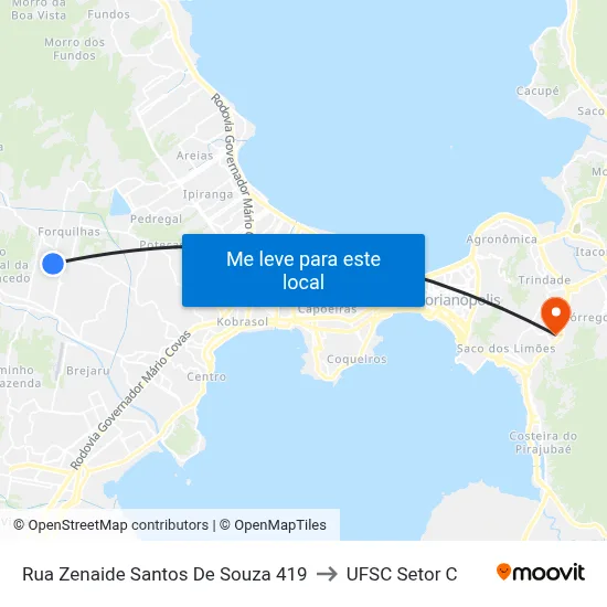 Rua Zenaide Santos De Souza 419 to UFSC Setor C map
