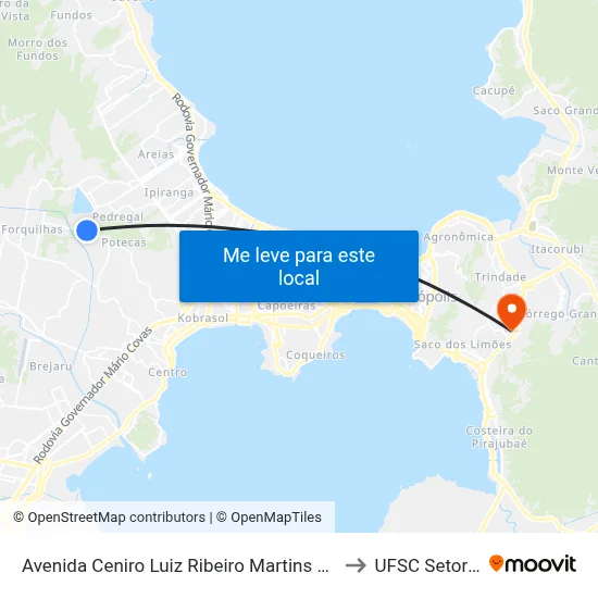 Avenida Ceniro Luiz Ribeiro Martins 106 to UFSC Setor C map