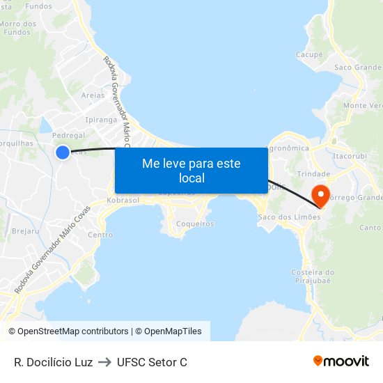 R. Docilício Luz to UFSC Setor C map