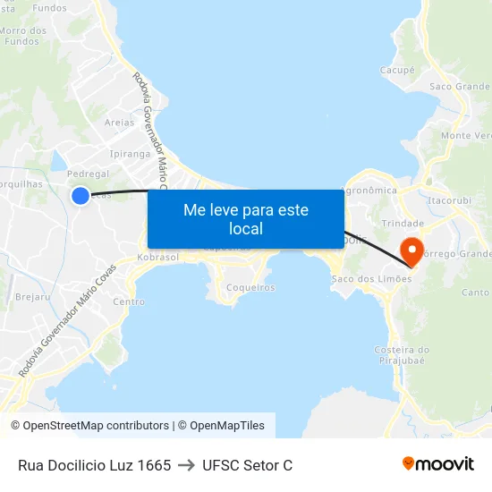 Rua Docilicio Luz 1665 to UFSC Setor C map