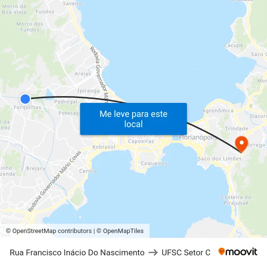 Rua Francisco Inácio Do Nascimento to UFSC Setor C map