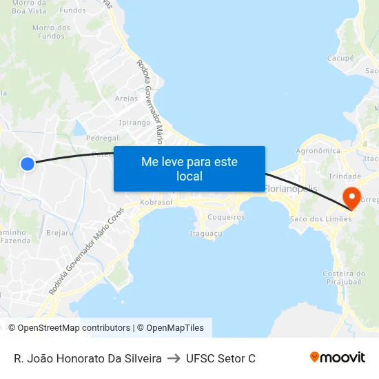 R. João Honorato Da Silveira to UFSC Setor C map
