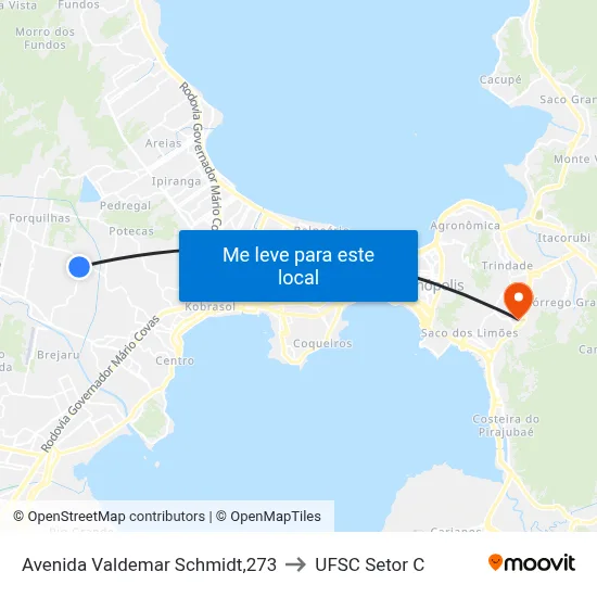 Avenida Valdemar Schmidt,273 to UFSC Setor C map