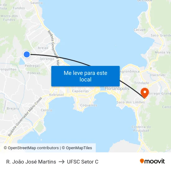 Rua João José Martins 696 to UFSC Setor C map