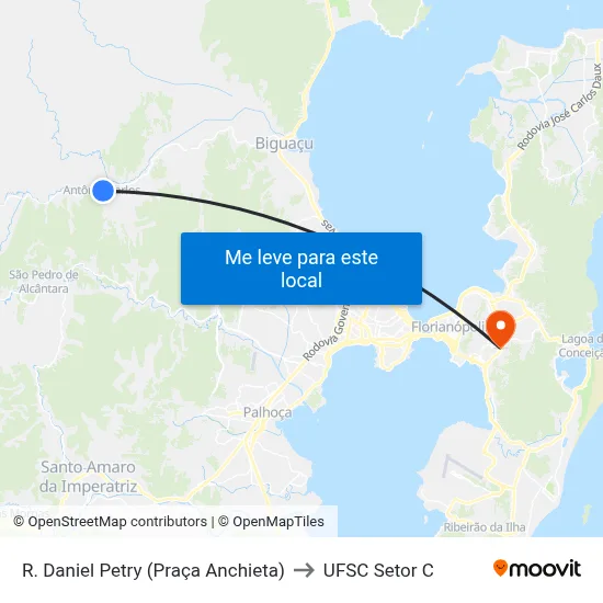 R. Daniel Petry (Praça Anchieta) to UFSC Setor C map