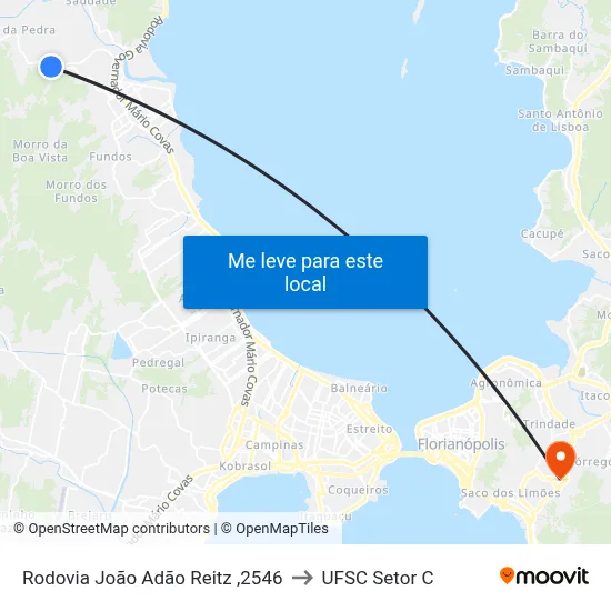 Rodovia João Adão Reitz ,2546 to UFSC Setor C map