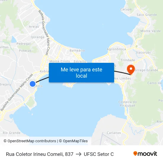 Rua Coletor Irineu Comeli, 837 to UFSC Setor C map
