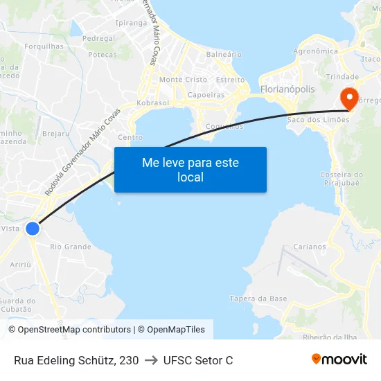 Rua Edeling Schütz, 230 to UFSC Setor C map