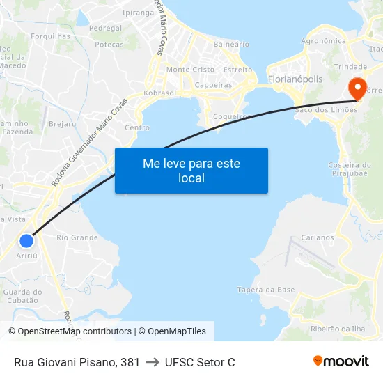 Rua Giovani Pisano, 381 to UFSC Setor C map