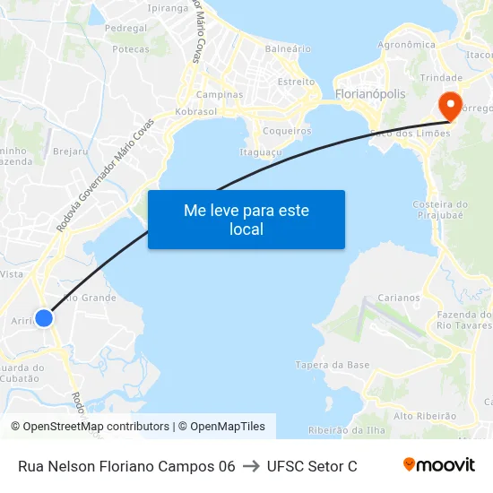 Rua Nelson Floriano Campos 06 to UFSC Setor C map