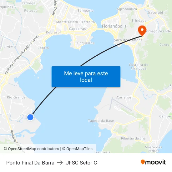 Ponto Final Da Barra to UFSC Setor C map