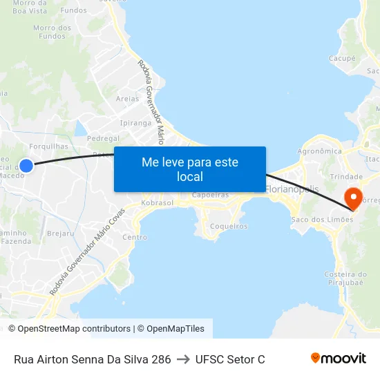 Rua Airton Senna Da Silva 286 to UFSC Setor C map
