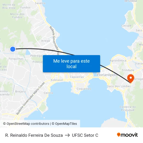R. Reinaldo Ferreira De Souza to UFSC Setor C map