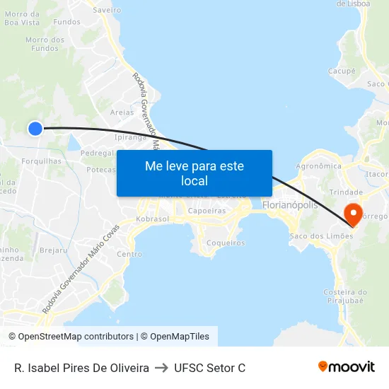 R. Isabel Pires De Oliveira to UFSC Setor C map