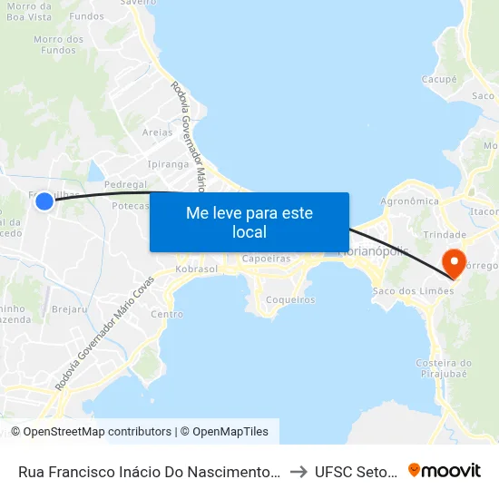 Rua Francisco Inácio Do Nascimento 235 to UFSC Setor C map