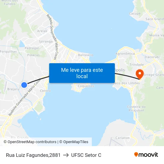 Rua Luiz Fagundes,2881 to UFSC Setor C map