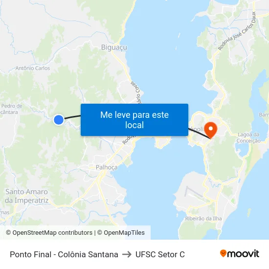 Ponto Final - Colônia Santana to UFSC Setor C map
