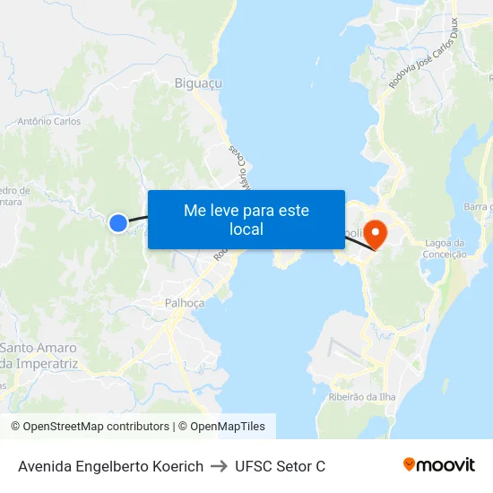 Avenida Engelberto Koerich to UFSC Setor C map