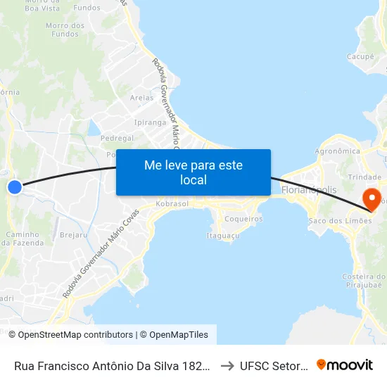Rua Francisco Antônio Da Silva 18263 to UFSC Setor C map