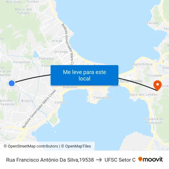 Rua Francisco Antônio Da Silva,19538 to UFSC Setor C map