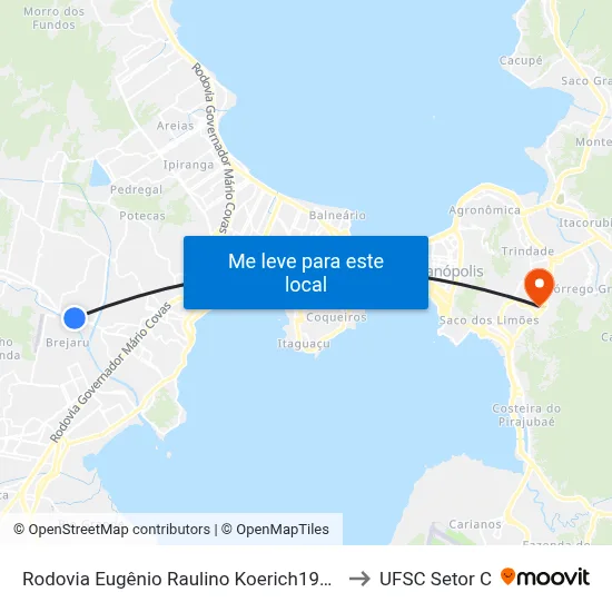 Rodovia Eugênio Raulino Koerich1900 to UFSC Setor C map