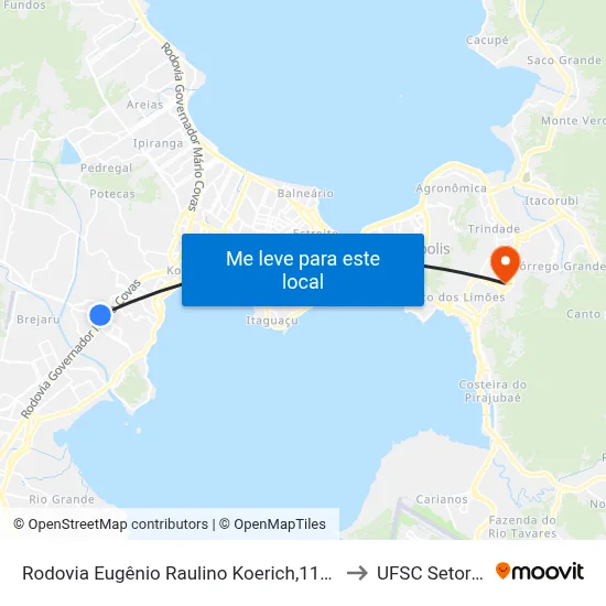 Rodovia Eugênio Raulino Koerich,1114 to UFSC Setor C map