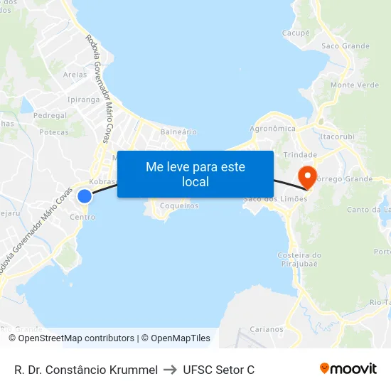 R. Dr. Constâncio Krummel to UFSC Setor C map