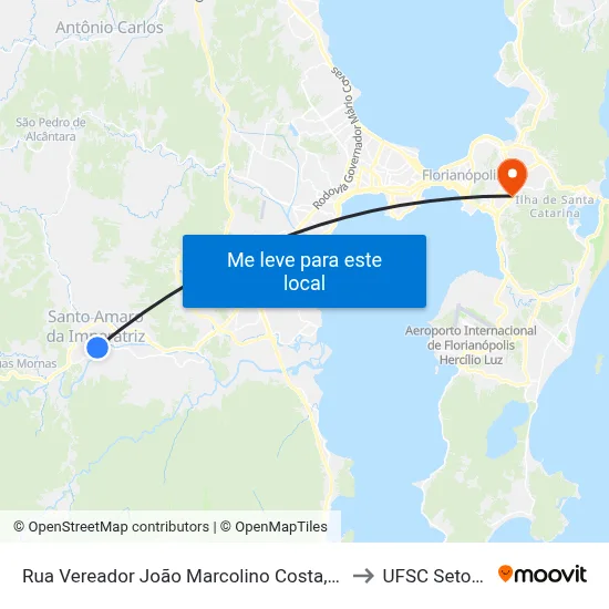 Rua Vereador João Marcolino Costa,340 to UFSC Setor C map