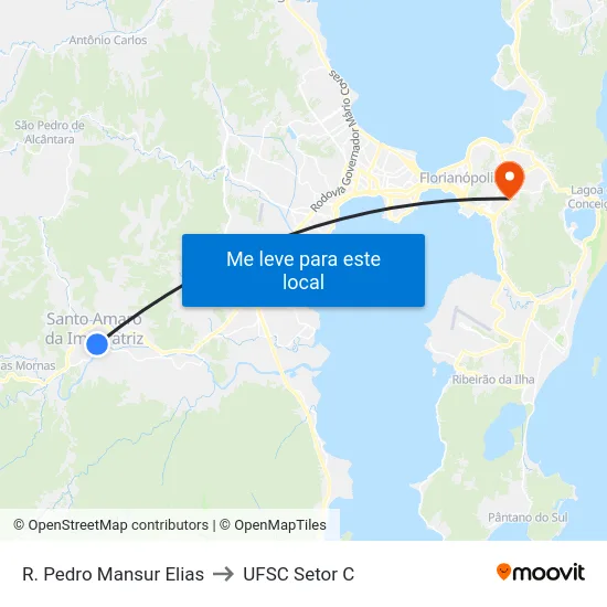 R. Pedro Mansur Elias to UFSC Setor C map