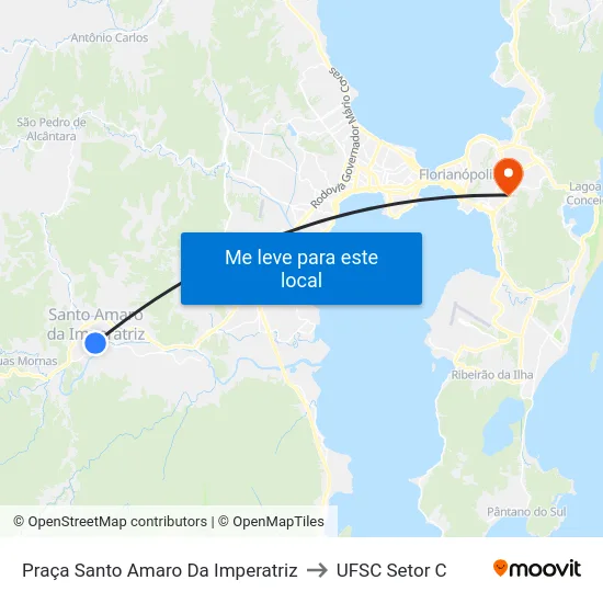 Praça Santo Amaro Da Imperatriz to UFSC Setor C map