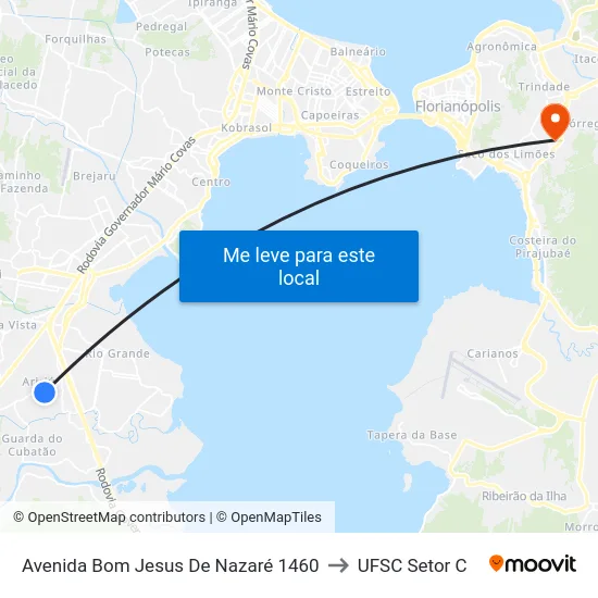 Avenida Bom Jesus De Nazaré 1460 to UFSC Setor C map