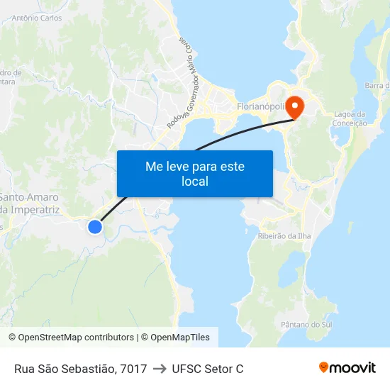 Rua São Sebastião, 7017 to UFSC Setor C map