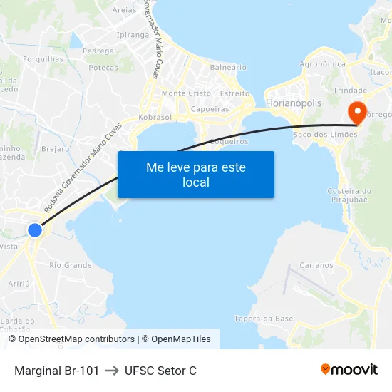 Marginal Br-101 to UFSC Setor C map