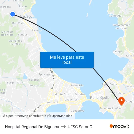 Hospital Regional De Biguaçu to UFSC Setor C map